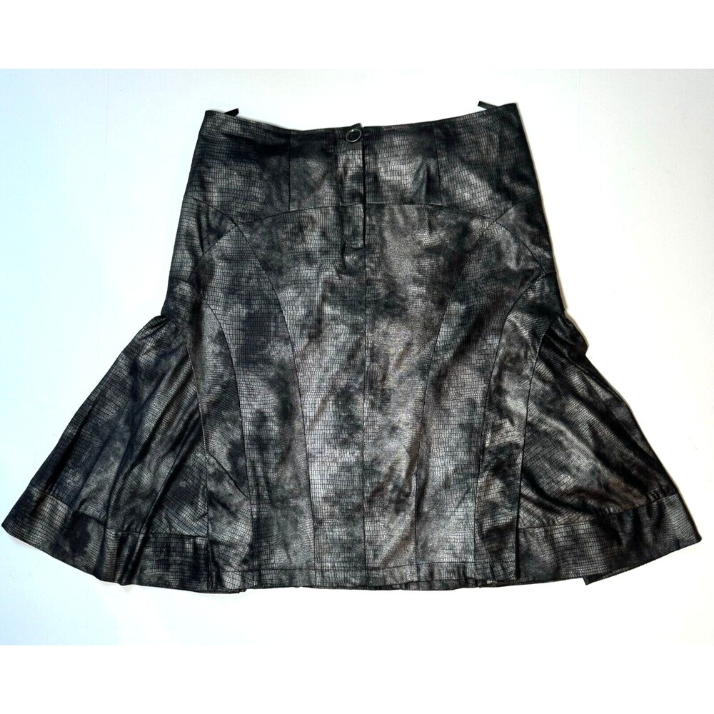 Pile Ou Face Paris Skirt Size 3 Black Gray Textured Reptile Flare A Line Edgy‎